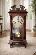 Antique Mahogany Pendulum Mantel Clock – 31-Day Key Wind with Brass Pendulum