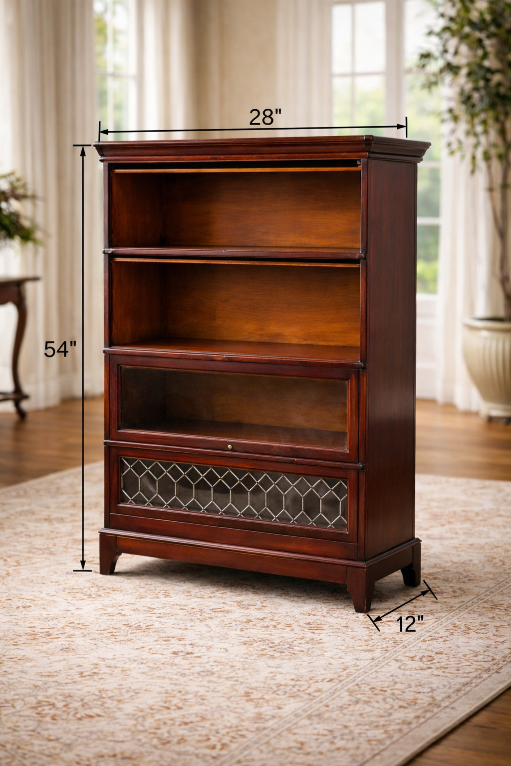 Vintage Mahogany Barrister Bookcase with Glass Doors