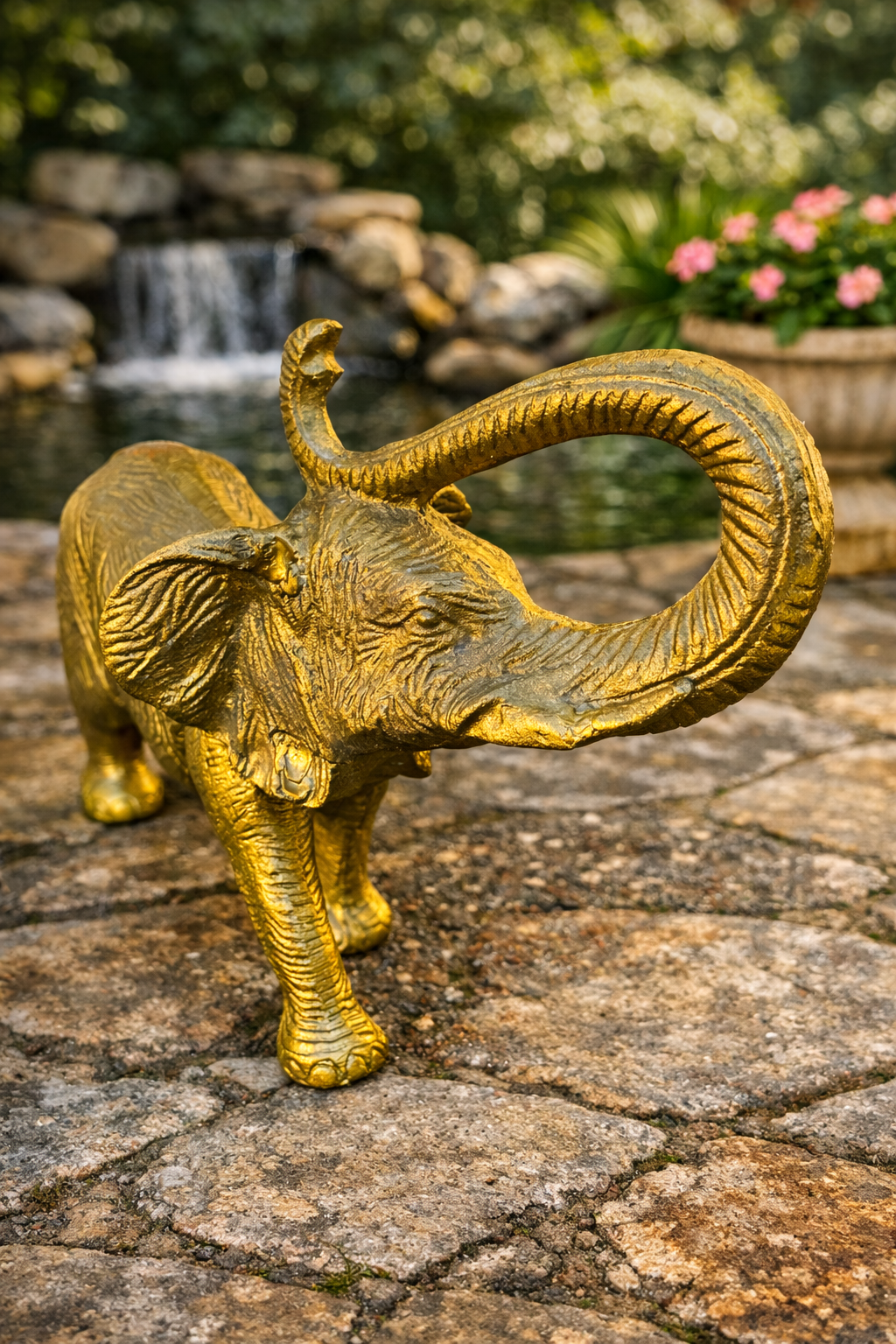 Handcrafted Decorative Aluminum Nickel Elephant Figurines - Gold and Silver