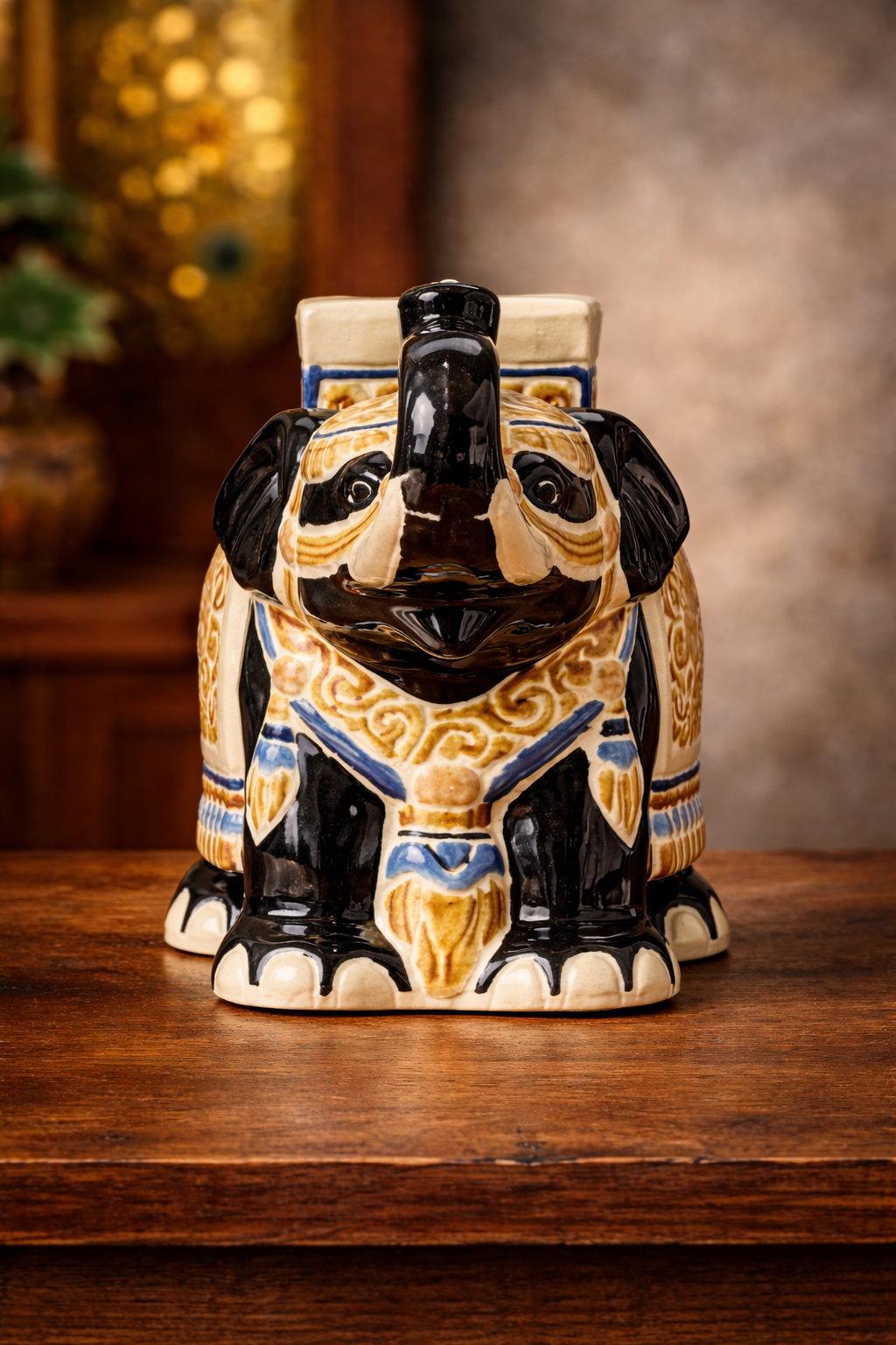 Ornate Ceramic Elephant Sculpture – Symbol of Prosperity & Luxury Home Décor
