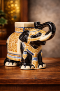 Ornate Ceramic Elephant Sculpture – Symbol of Prosperity & Luxury Home Décor